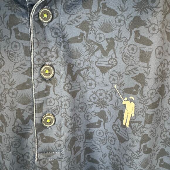 William Murray Men’s M Golf Polo Shirt Margarita Girl Print Stretch Performance - Picture 12 of 13